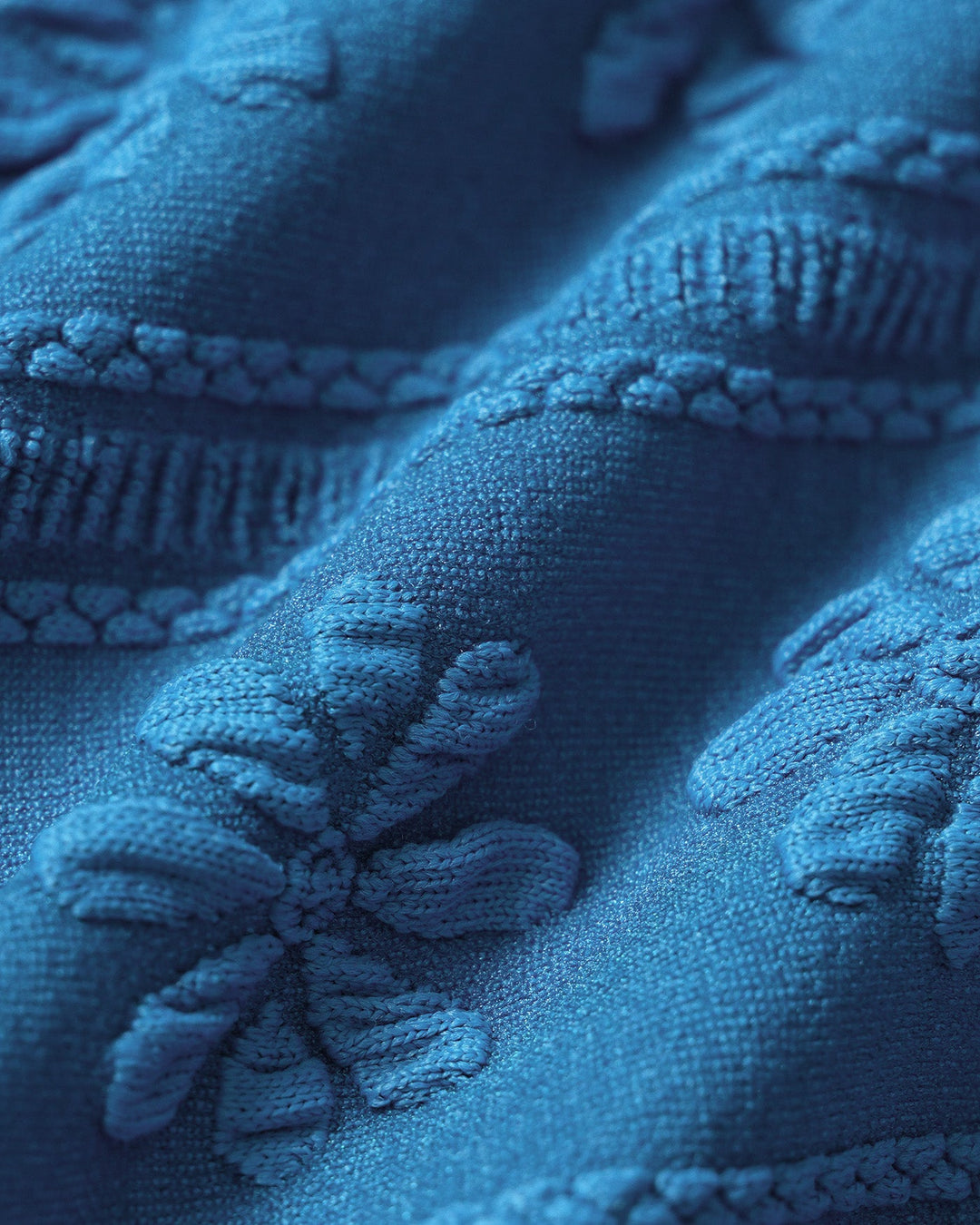 Conjunto de Bikini Texturizado Floral Azul con Escote en U