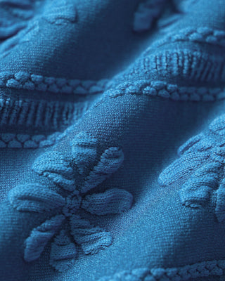 Conjunto de Bikini Texturizado Floral Azul con Escote en U