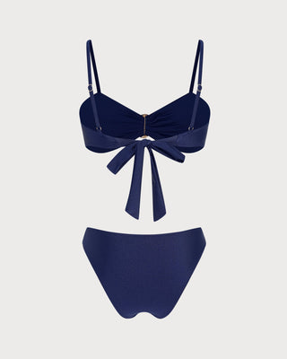 Conjunto de Bikini Triángulo Sólido Azul