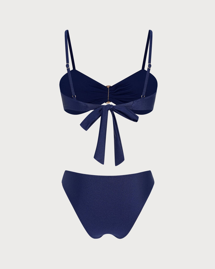 Conjunto de Bikini Triángulo Sólido Azul