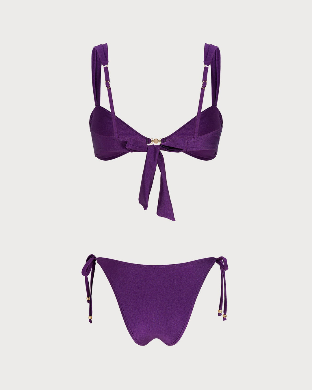 Conjunto de Bikini con Cordón en Triángulo Púrpura