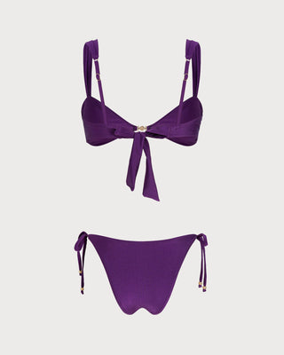 Conjunto de Bikini con Cordón en Triángulo Púrpura