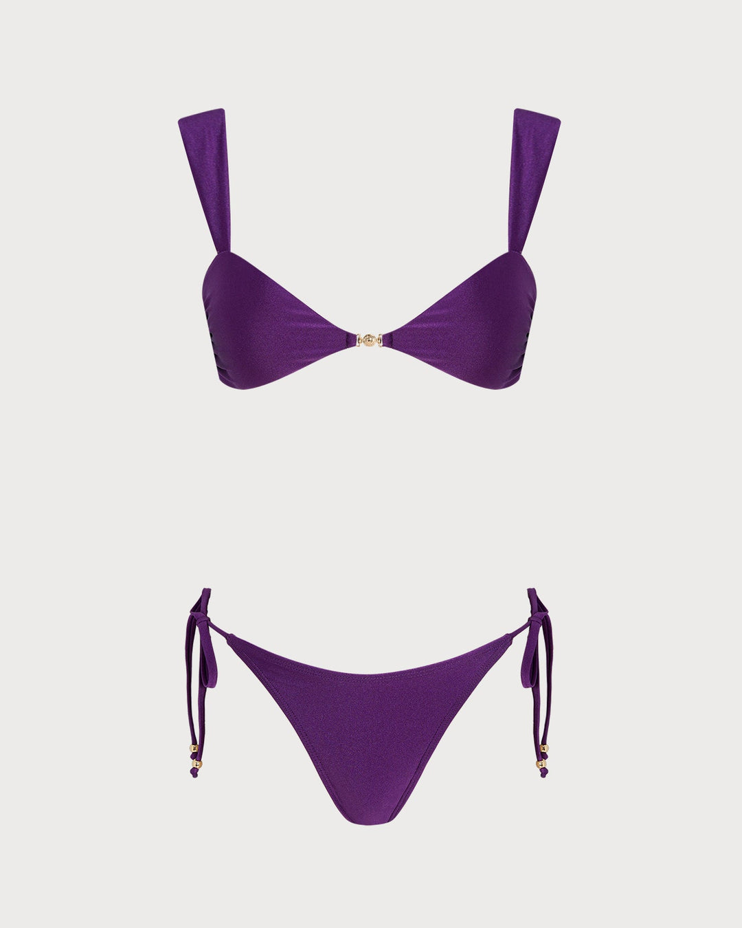 Conjunto de Bikini con Cordón en Triángulo Púrpura