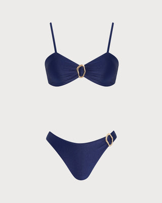 Conjunto de Bikini Triángulo Sólido Azul