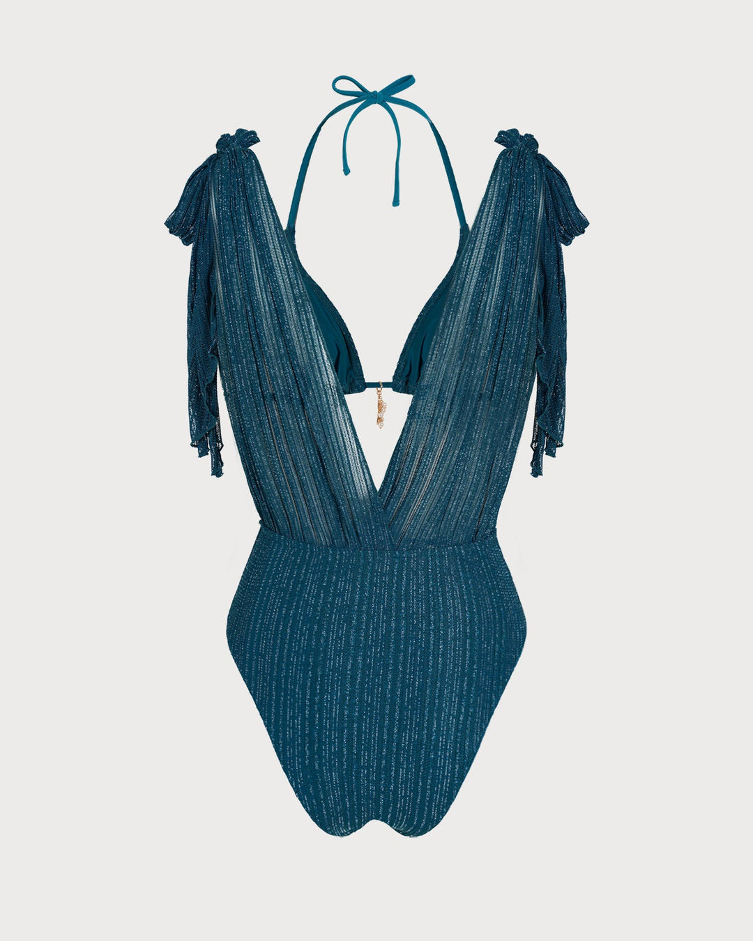 Conjunto de Bikini con Tirantes y Lentejuelas en Azul