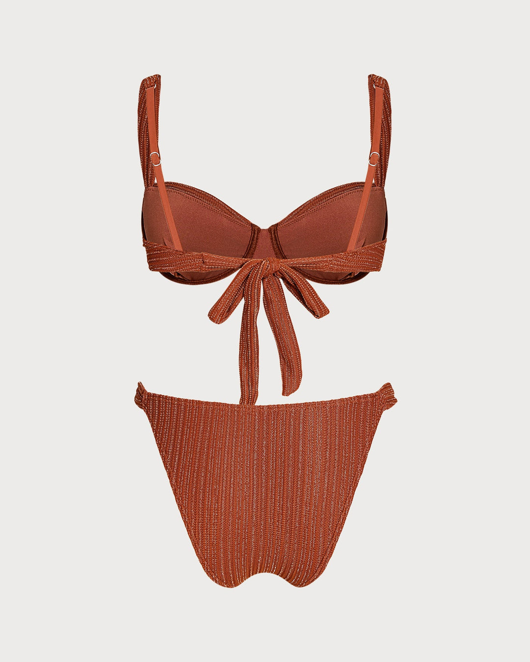 Conjunto de Bikini con Aros en Color Rojo Ladrillo