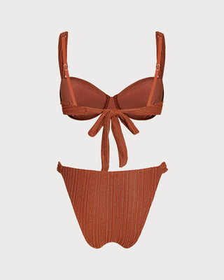 Conjunto de Bikini con Aros en Color Rojo Ladrillo
