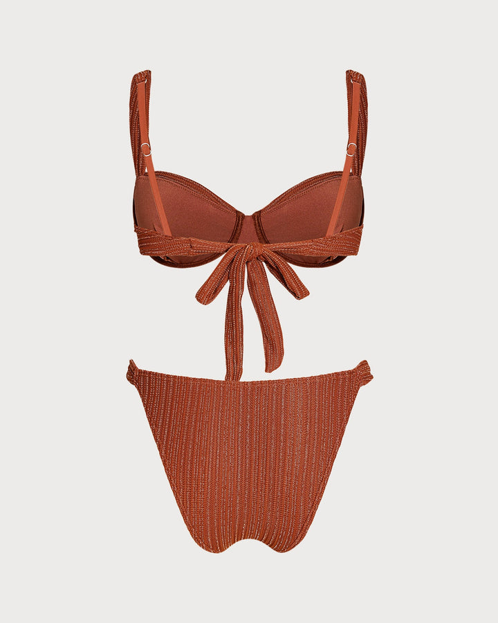Conjunto de Bikini con Aros en Color Rojo Ladrillo
