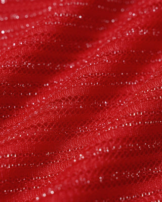 Conjunto de Bikini con Aros de Lentejuelas Rojas