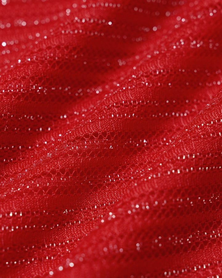 Conjunto de Bikini con Aros de Lentejuelas Rojas