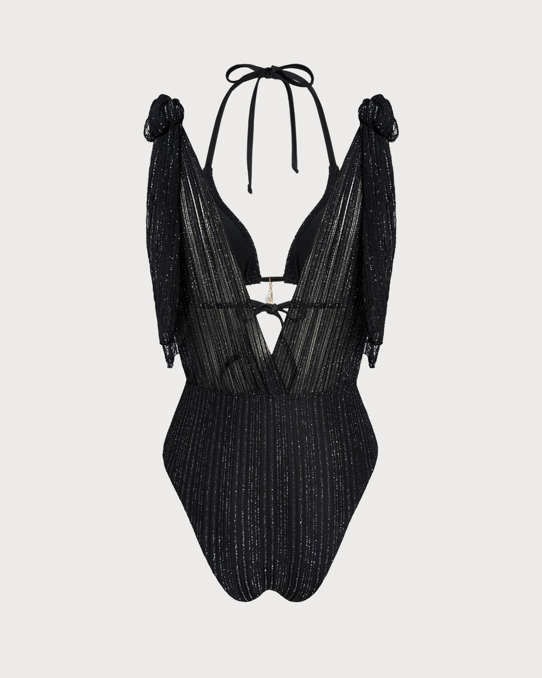 Conjunto de Bikini Triangular con Tiras y Cierre Ajustable Negro