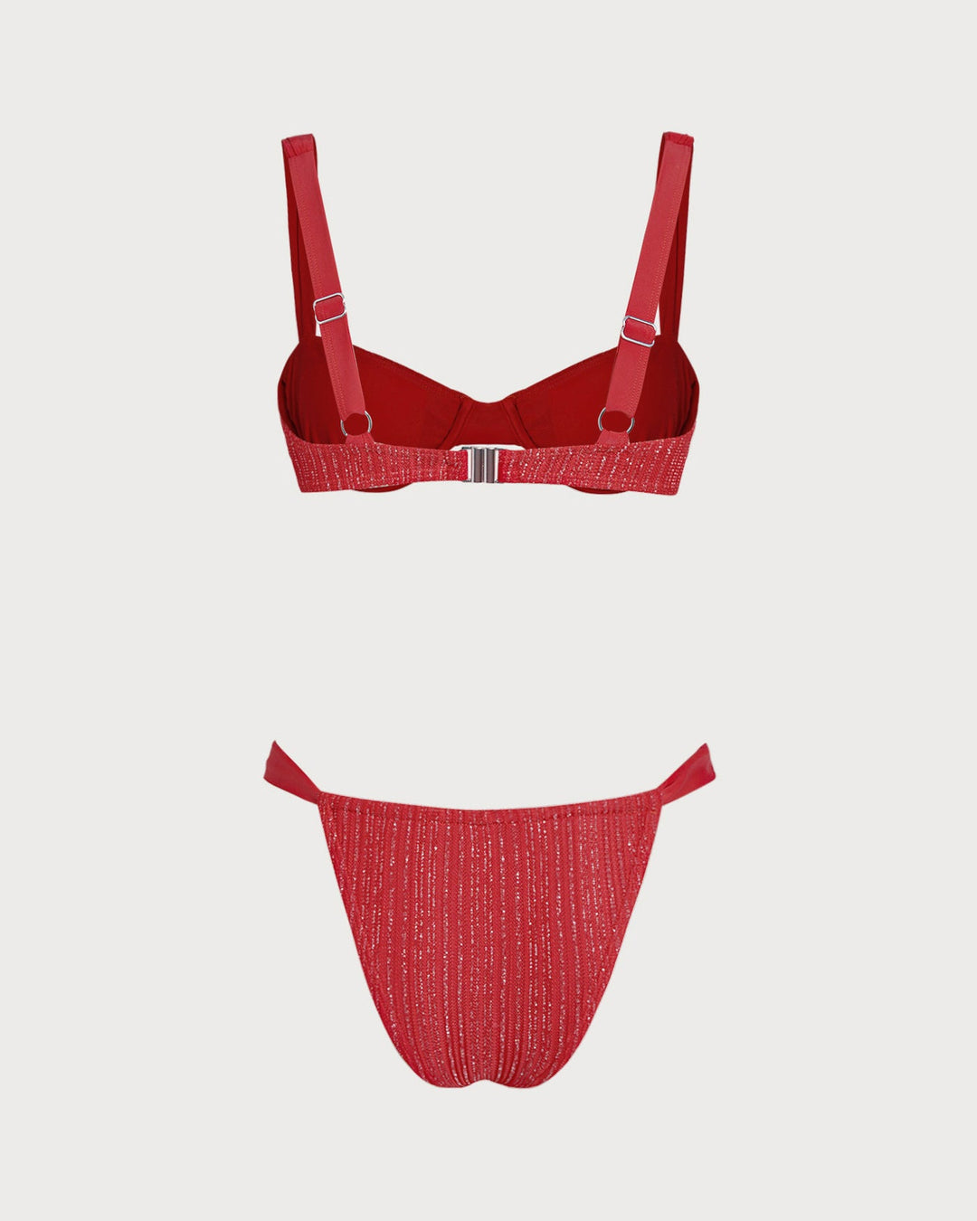 Conjunto de Bikini con Aros de Lentejuelas Rojas