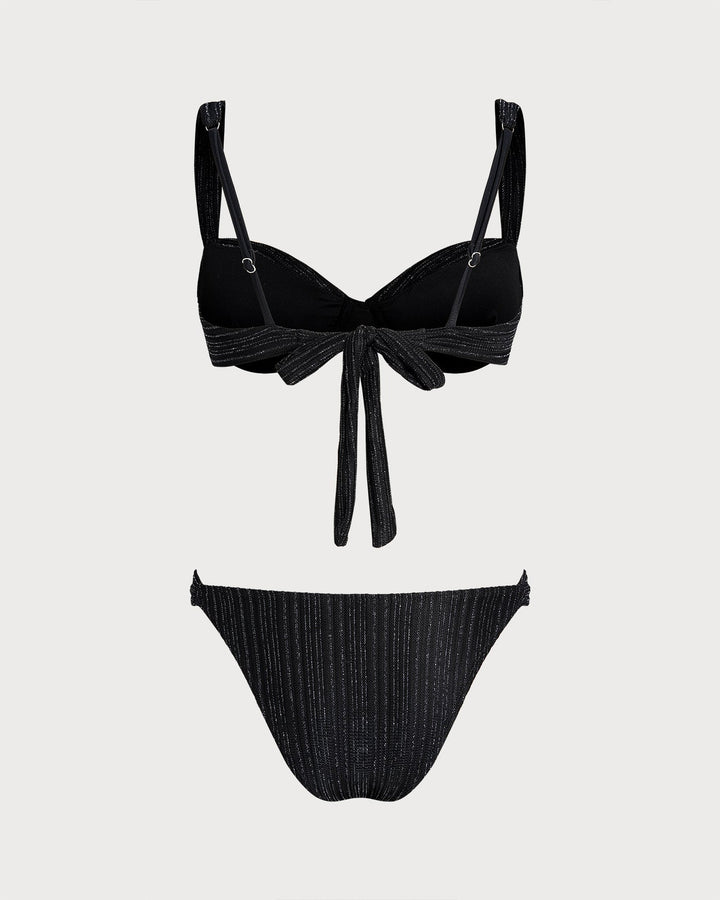 Conjunto de Bikini con Aros y Lentejuelas Negras