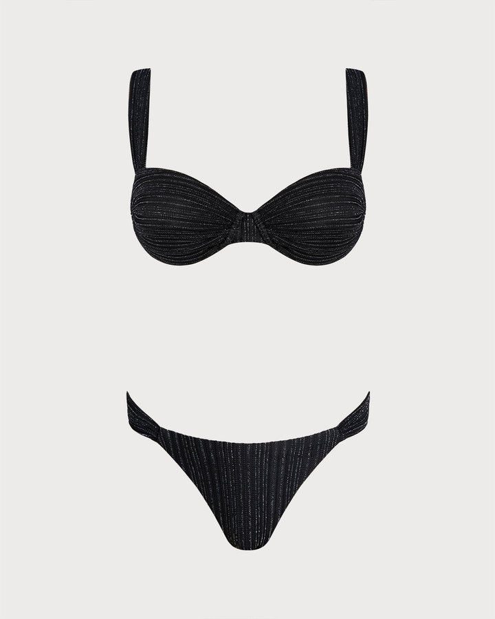 Conjunto de Bikini con Aros y Lentejuelas Negras