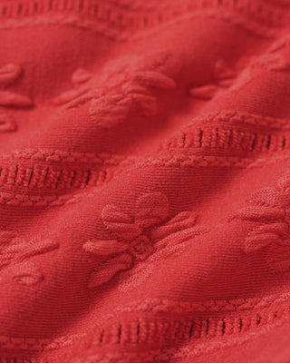 Conjunto de Bikini Rojo Jacquard con Halter y Cordón