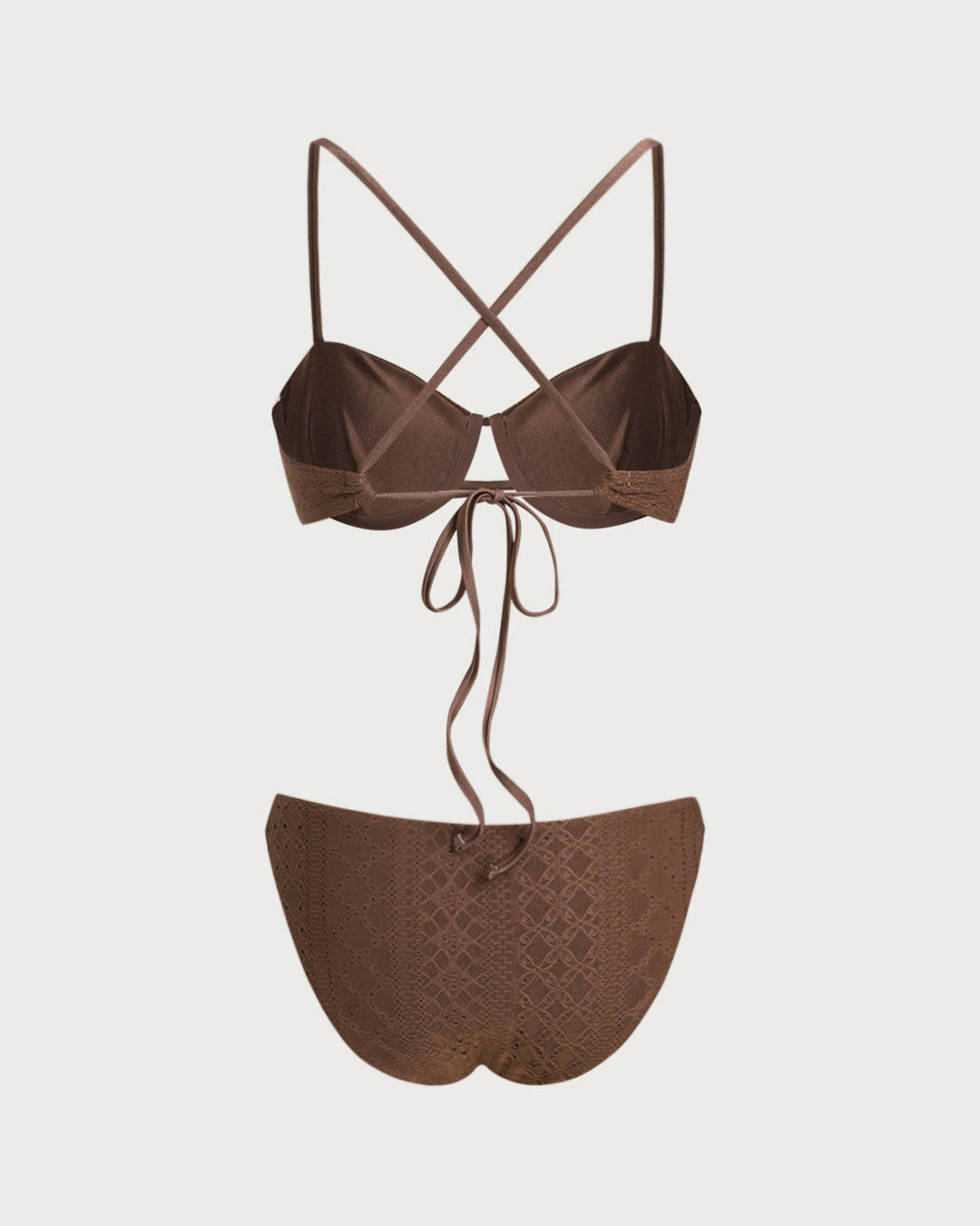 Conjunto de Bikini con Aros Texturizados en Marrón