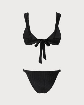 Conjunto de Bikini Bralette Negro con Escote en V