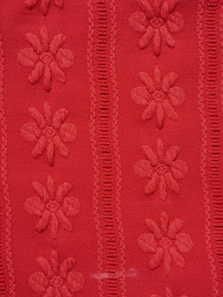 Conjunto de Bikini Rojo Jacquard con Halter y Cordón