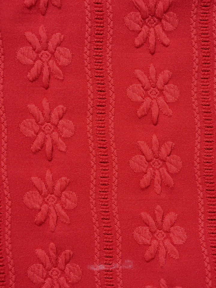 Conjunto de Bikini Rojo Jacquard con Halter y Cordón