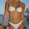 Conjunto de Bikini Bandeau Blanco Contrastante
