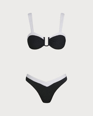 Conjunto de Bikini Triangular Negro con Contraste U