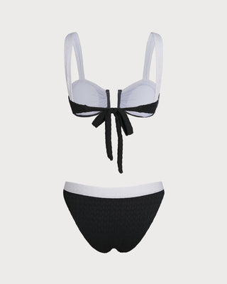 Conjunto de Bikini Triangular Negro con Contraste U