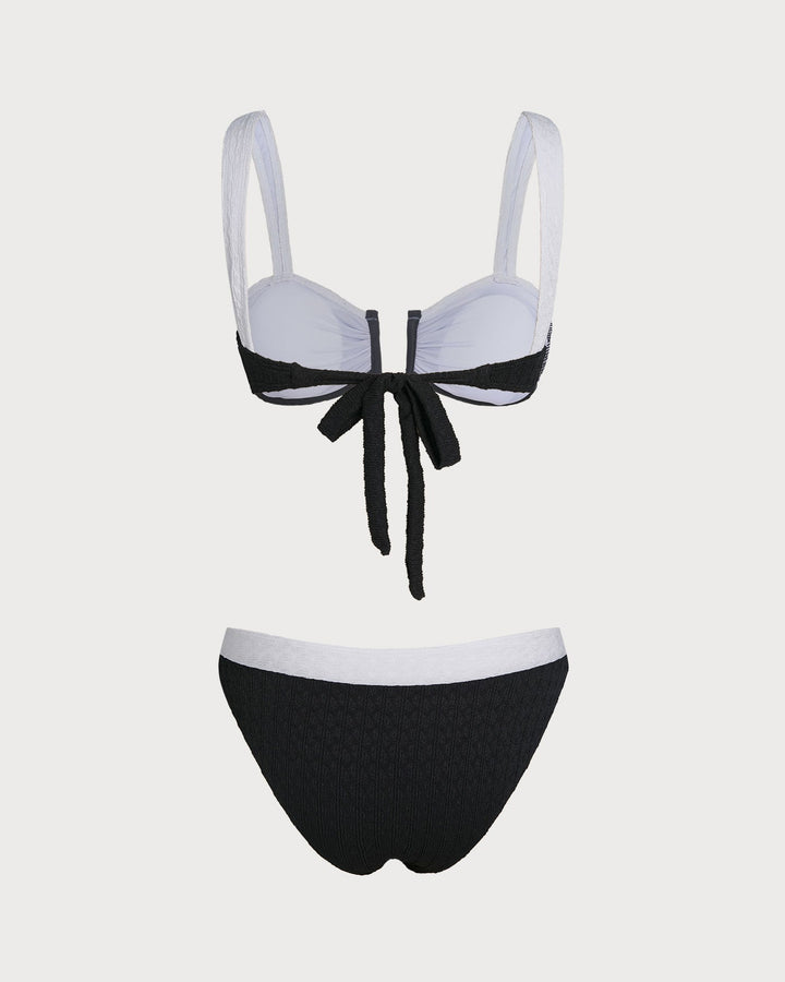 Conjunto de Bikini Triangular Negro con Contraste U