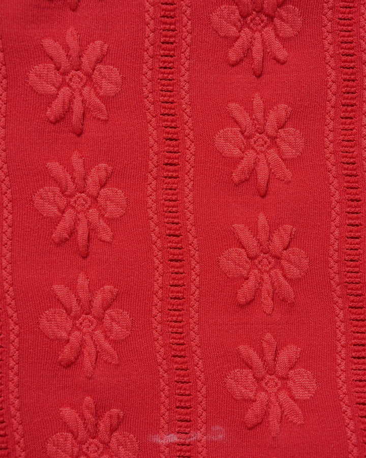 Conjunto de Bikini Texturizado Rojo con Cuello en U