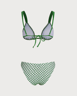 Conjunto de Bikini Triangular de Cuadro Verde