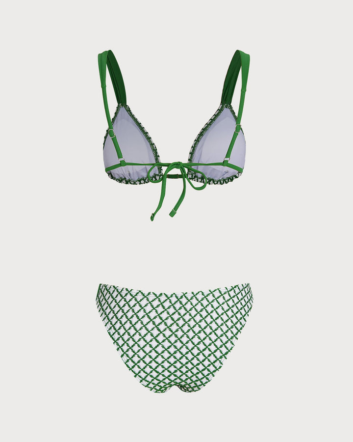 Conjunto de Bikini Triangular de Cuadro Verde