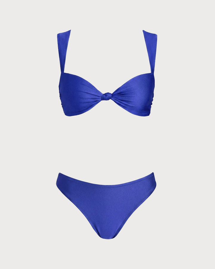 Conjunto de Bikini Triangular Sólido Azul