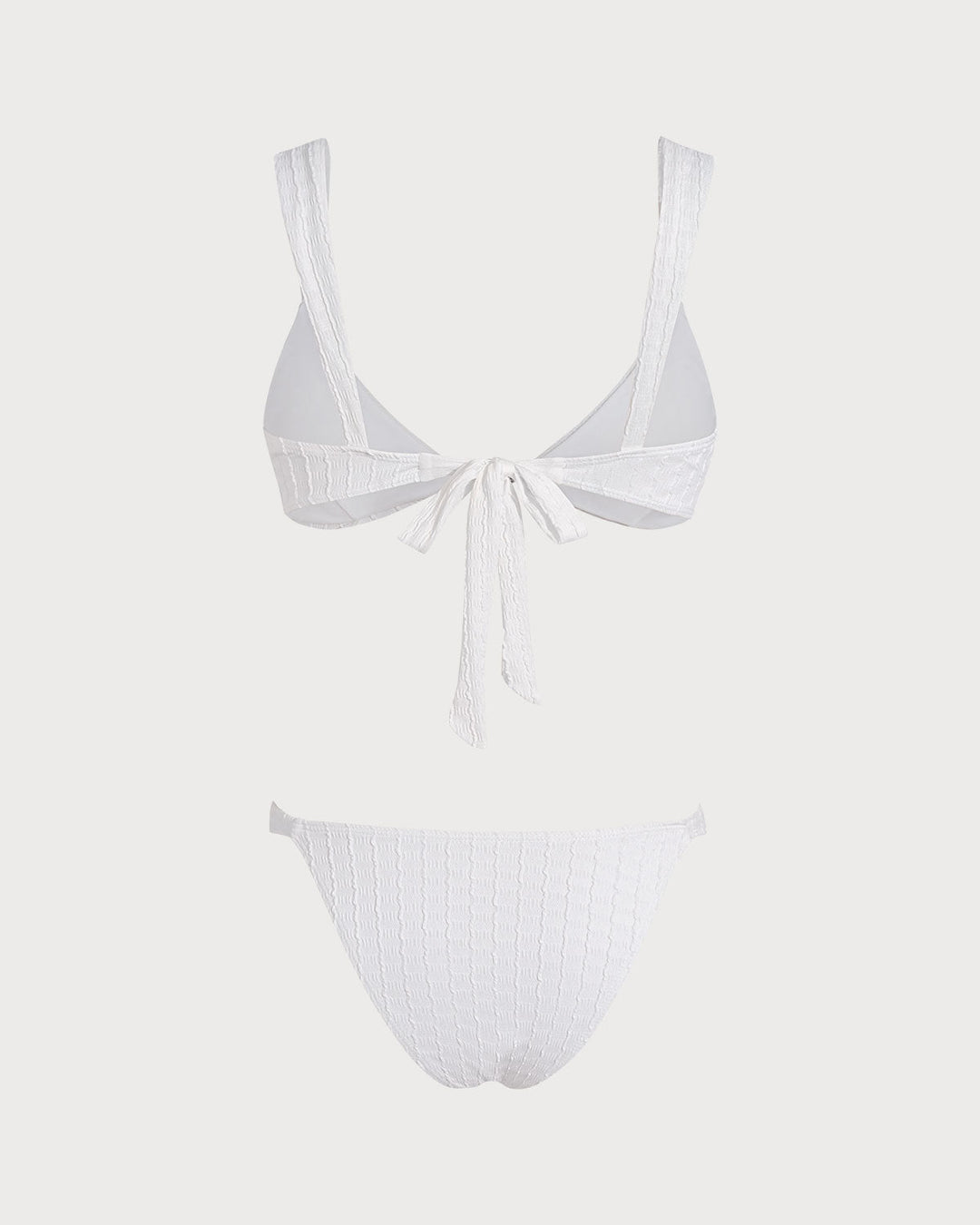 Conjunto de Bikini Texturizado Blanco con Escote en V