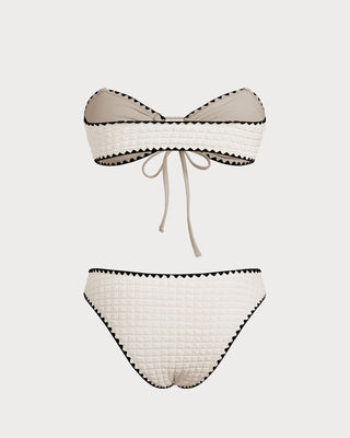 Conjunto de Bikini Bandeau Blanco Contrastante