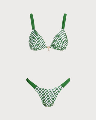 Conjunto de Bikini Triangular de Cuadro Verde