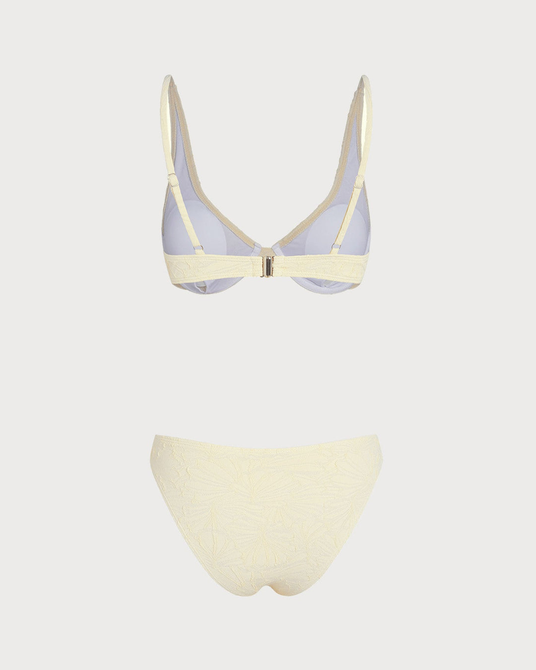 Conjunto de Bikini con Aros en Jacquard Beige