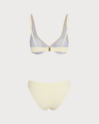 Conjunto de Bikini con Aros en Jacquard Beige
