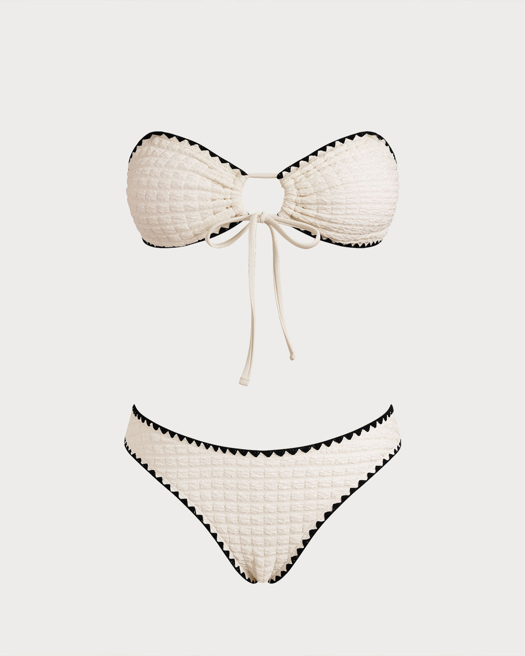 Conjunto de Bikini Bandeau Blanco Contrastante