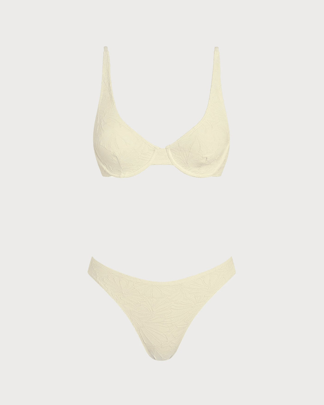 Conjunto de Bikini con Aros en Jacquard Beige