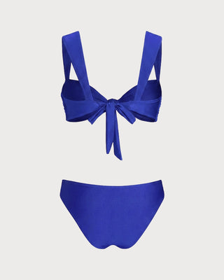 Conjunto de Bikini Triangular Sólido Azul