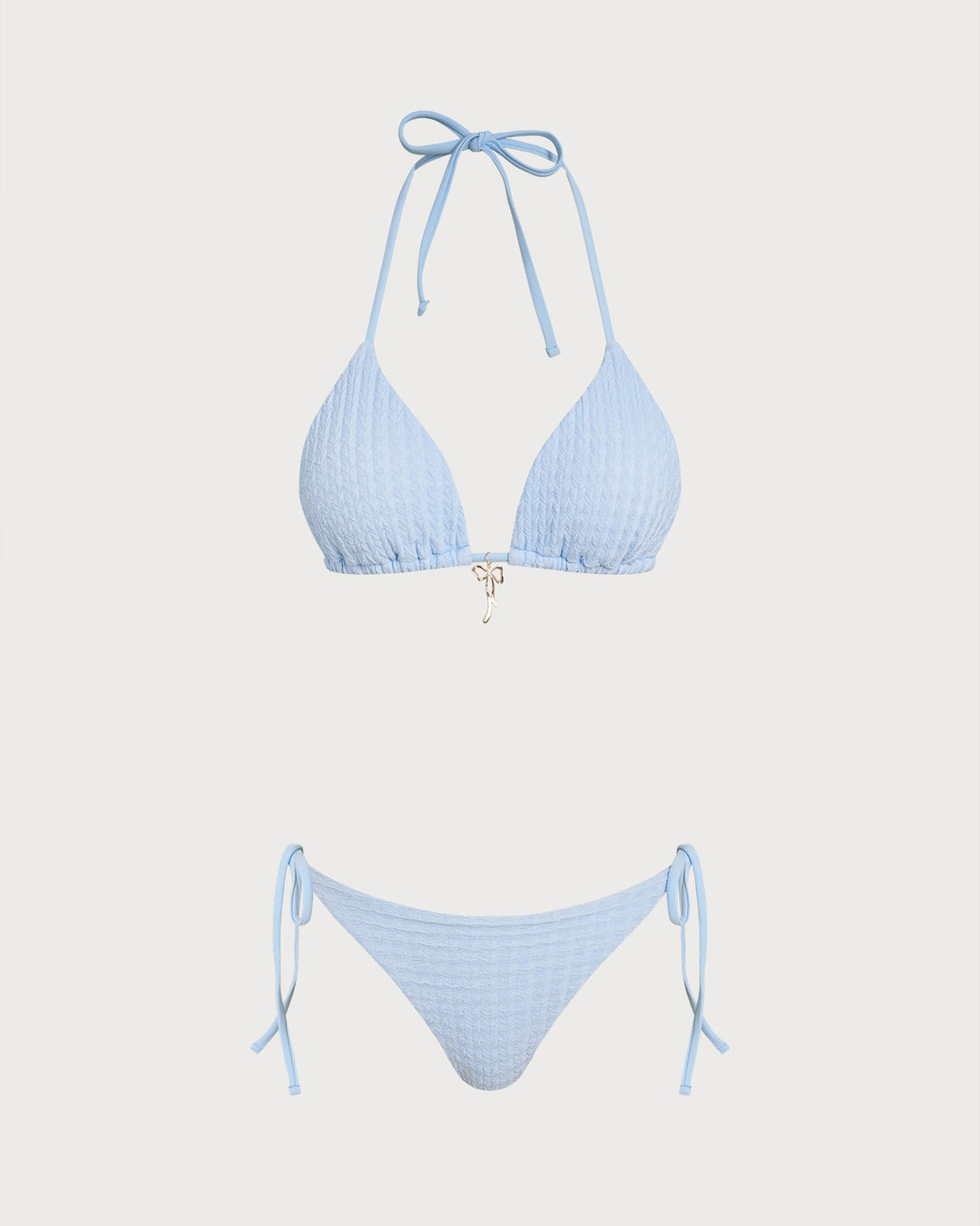 Conjunto de Bikini Triángulo con Cuerda Halter Azul