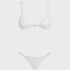 Conjunto de Bikini Texturizado Blanco con Escote en V