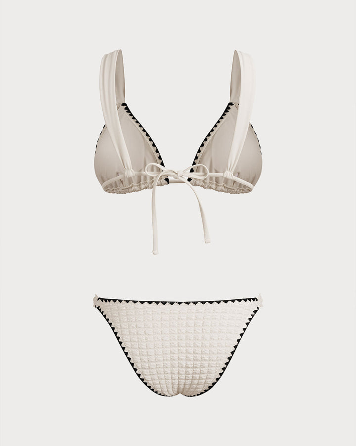 Conjunto de Bikini Triangular Blanco Contrastante