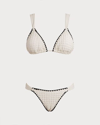 Conjunto de Bikini Triangular Blanco Contrastante