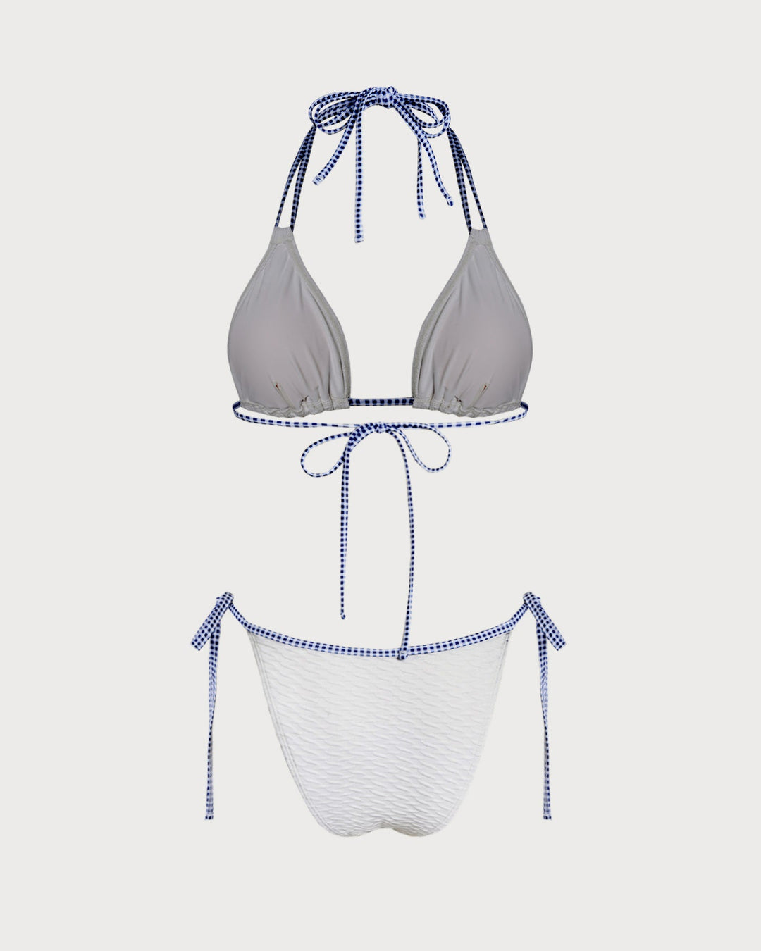 Conjunto de Bikini Triángulo Blanco con Halter Contrastante