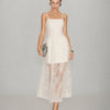 Vestido Maxi de Encaje Sheer en Albaricoque