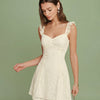 Vestido Mini de Encaje Floral con Escote Corazón en Albaricoque