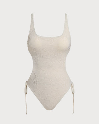 Bañador de Una Pieza Texturizado Off White