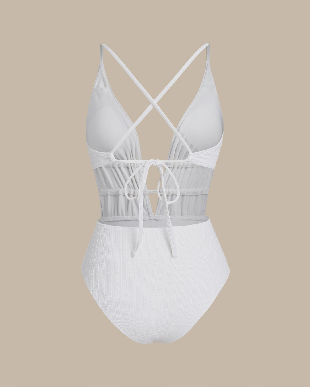 Bralette Blanco Texturizado de Una Pieza para Natación