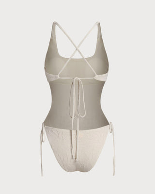 Bañador de Una Pieza Texturizado Off White