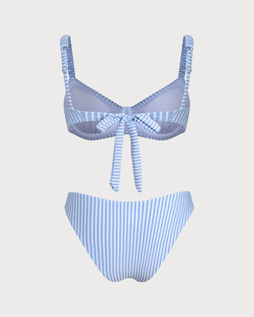Conjunto de Bikini a Rayas con Escote Cuadrado Azul